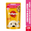 Pedigree Chicken and Liver Chunks in Gravy Pouch Puppy Dog Wet Food (130g) Dogs-Wet Food Pedigree