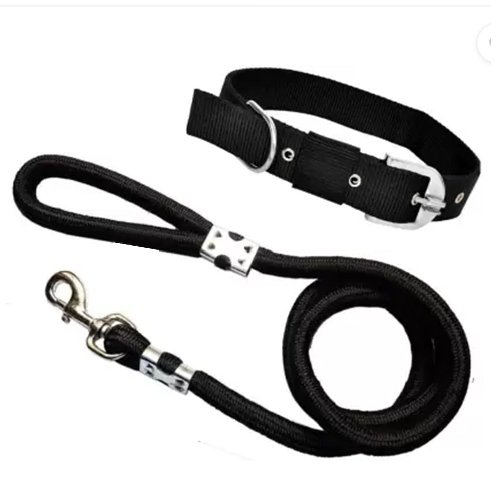 Chullbull Neck Collar and Rope Cord Leash for Dogs (Black) Supertails