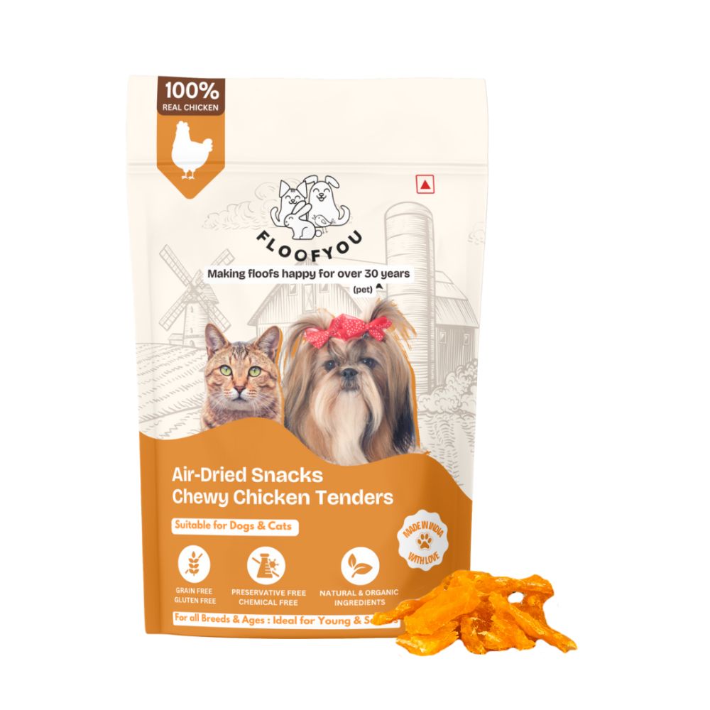 FloofYou Air Dried Chewy Chicken Tender Dogs Cats Treat Supertails