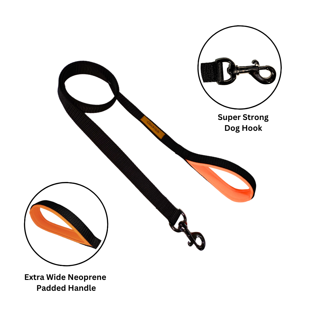 Glucklich Heavy Duty Leash for Dogs (Black) Dogs-Collar, Leashes, harnesses Glucklich