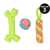 Skatrs Dummy Knotted, Ball and Bone Shaped Rope Chew Toy Combo for Dogs and Cats Both-Toys Skatrs Pack of 3
