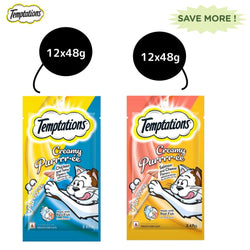 Temptations Creamy Purrrr ee Salmon & Cheese and Creamy Purrrr ee Chicken & Tuna Cat Treats Combo