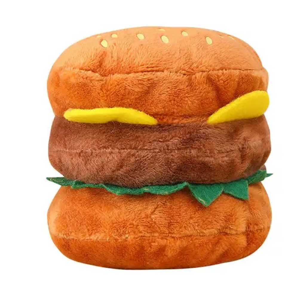 Talking Dog Club Ham Burger Plush Toy for Dogs (Brown) Supertails