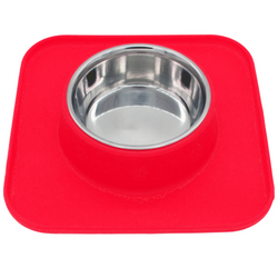Peetara Silicon Single Diners for Dogs and Cats (Red)
