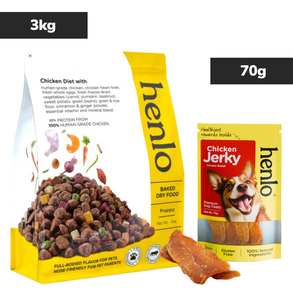 Henlo Chicken & Veg Baked Dry Food for Puppies & Small Breed Dogs | 100% Human Grade Ingredients Dogs- Dry Food Henlo