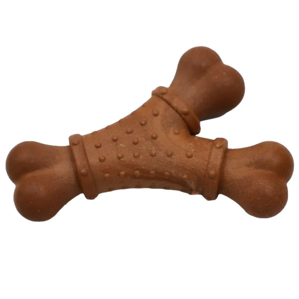 Talking Dog Club Y Shape Nylon Bone Heavy Chew Toy for Dogs (Brown) Supertails
