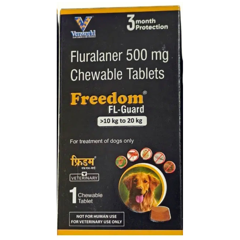 Venkys Freedom FL Guard Fluralaner 500mg Tablets for Dogs from 10