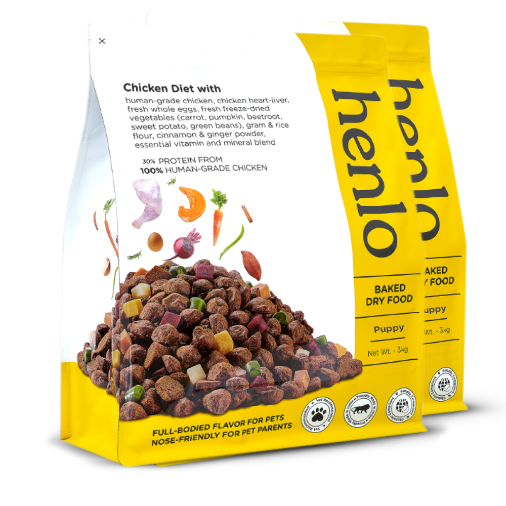 Henlo Chicken & Veg Baked Dry Food for Puppies & Small Breed Dogs | 100% Human Grade Ingredients Dogs- Dry Food Henlo 6kg (2x3kg)