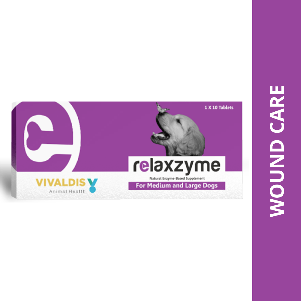 Vivaldis Relaxzyme Wound Healing Tablet for Medium & Large Dogs (pack of 10 tablets)