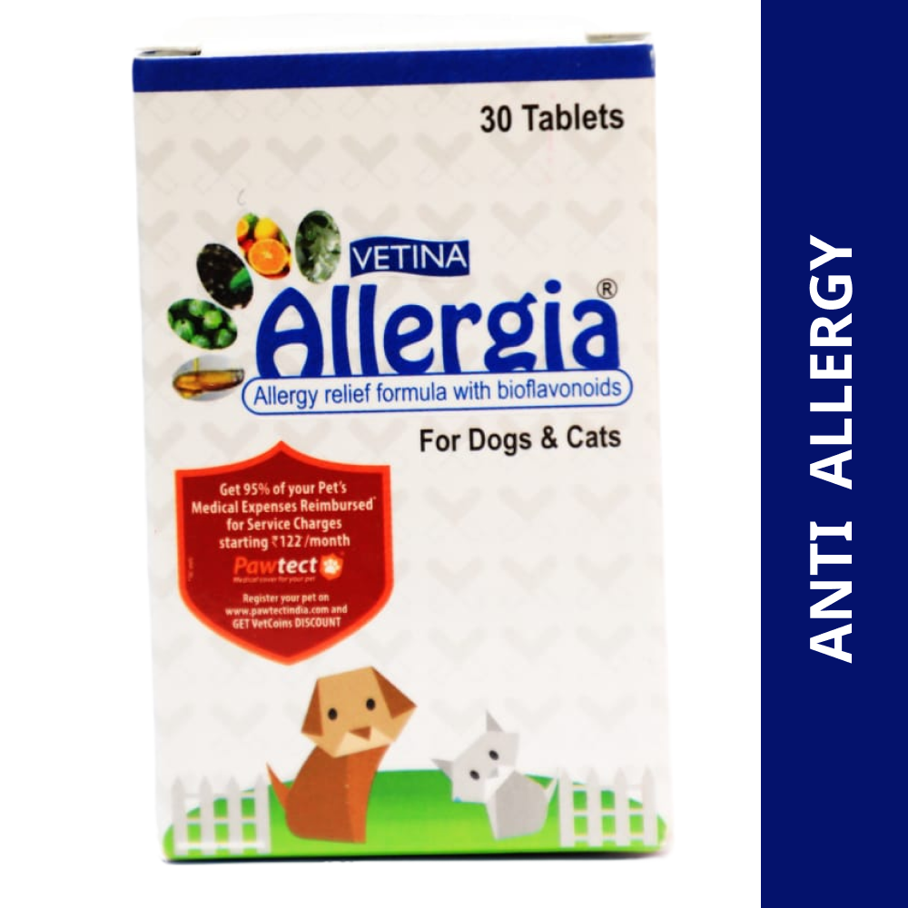 Vetina Allergia Tablet for Dogs and Cats (pack of 30 tablets) Supertails