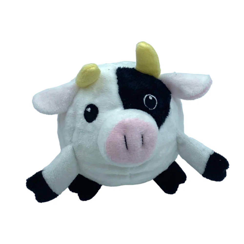 Talking Dog Club Cow Happy Bouncer Plush Ball Toy for Dogs White Supertails