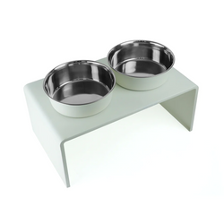 Pawpourri Metal Diner with Magnetic Bowl for Dogs and Cats (Wooden White)
