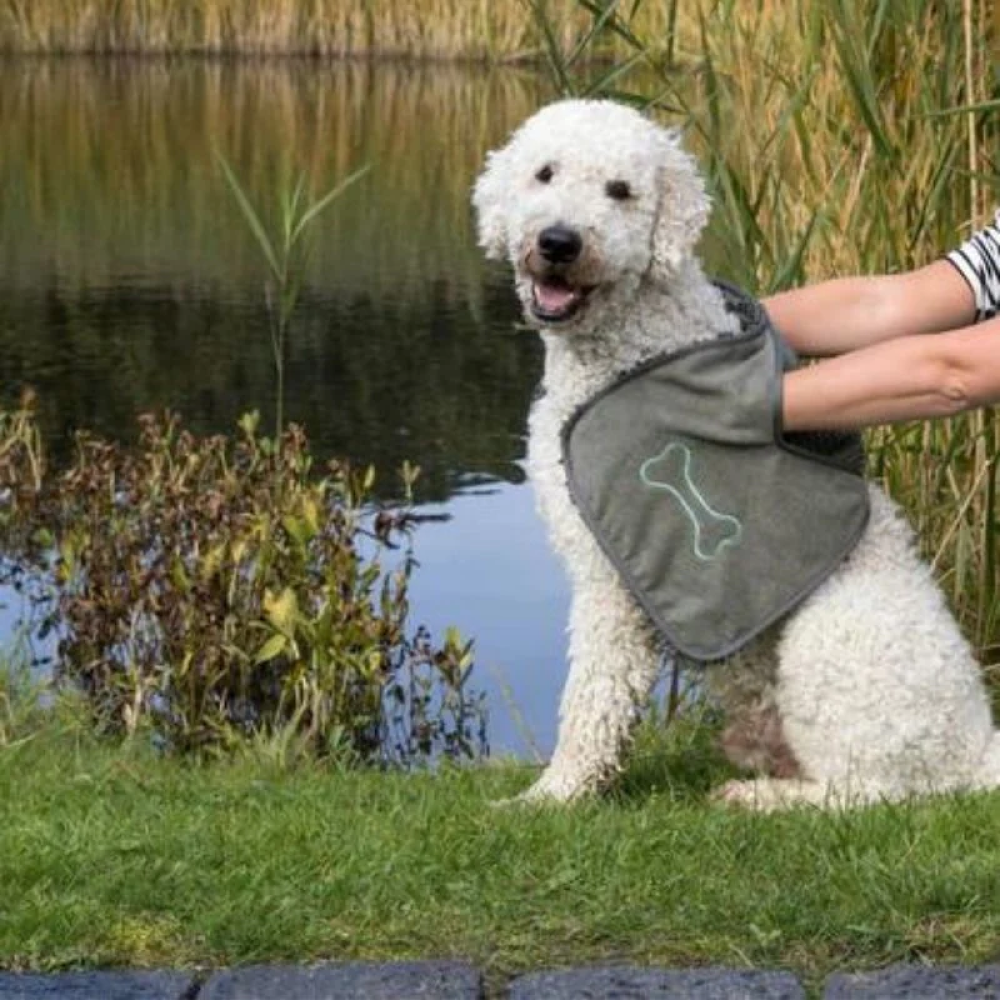 Trixie Towel with Mitt Pockets Microfibre for Dogs and Cats (Grey) Both-Grooming Supplies Trixie