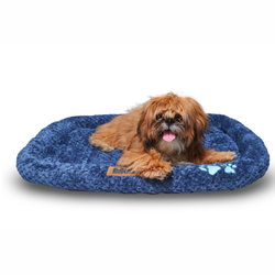 Petter World Luxury Quilted Crate Mat with Padded Perimeters for Extra Support for Dogs (Ensign Blue)