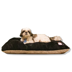 Petter World Luxury Reversible Chopped Foamed Pillow Bed with Soft Fur for Dogs (Jet Black)
