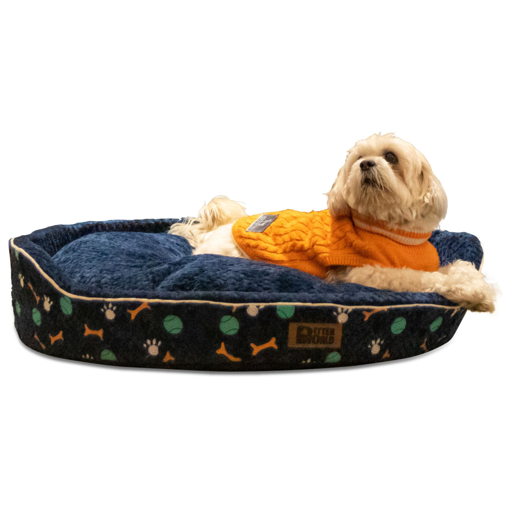Petter World Soft Micro Fur Round Orthopedic Cuddler Bed with Removable Cushion Top for Dogs (Ensign Blue) Supertails