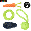 Skatrs Knotted Ball, Ring, Sandal and Carrot Shaped Rope Chew Toy for Dogs and Cats Combo Both-Toys Skatrs Pack of 4