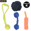Skatrs Knotted Dummy, Knotted Ball, Dumbbell and Ball Shaped Rope Chew Toy for Dogs and Cats Combo Both-Toys Skatrs Pack of 4