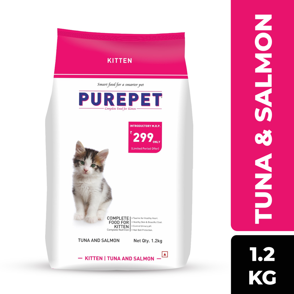 Image showcasing Purepet Tuna and Salmon Kitten Cat Dry Food | Supertails