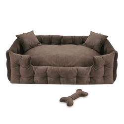 Hiputee Luxurious High Wall Soft Velvet Fabric Washable Bed for Dogs and Cats (Brown)