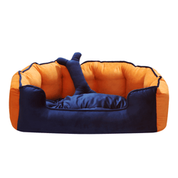 Hiputee Reversible Holland Velvet Bed for Dogs and Cats (Blue, Orange)