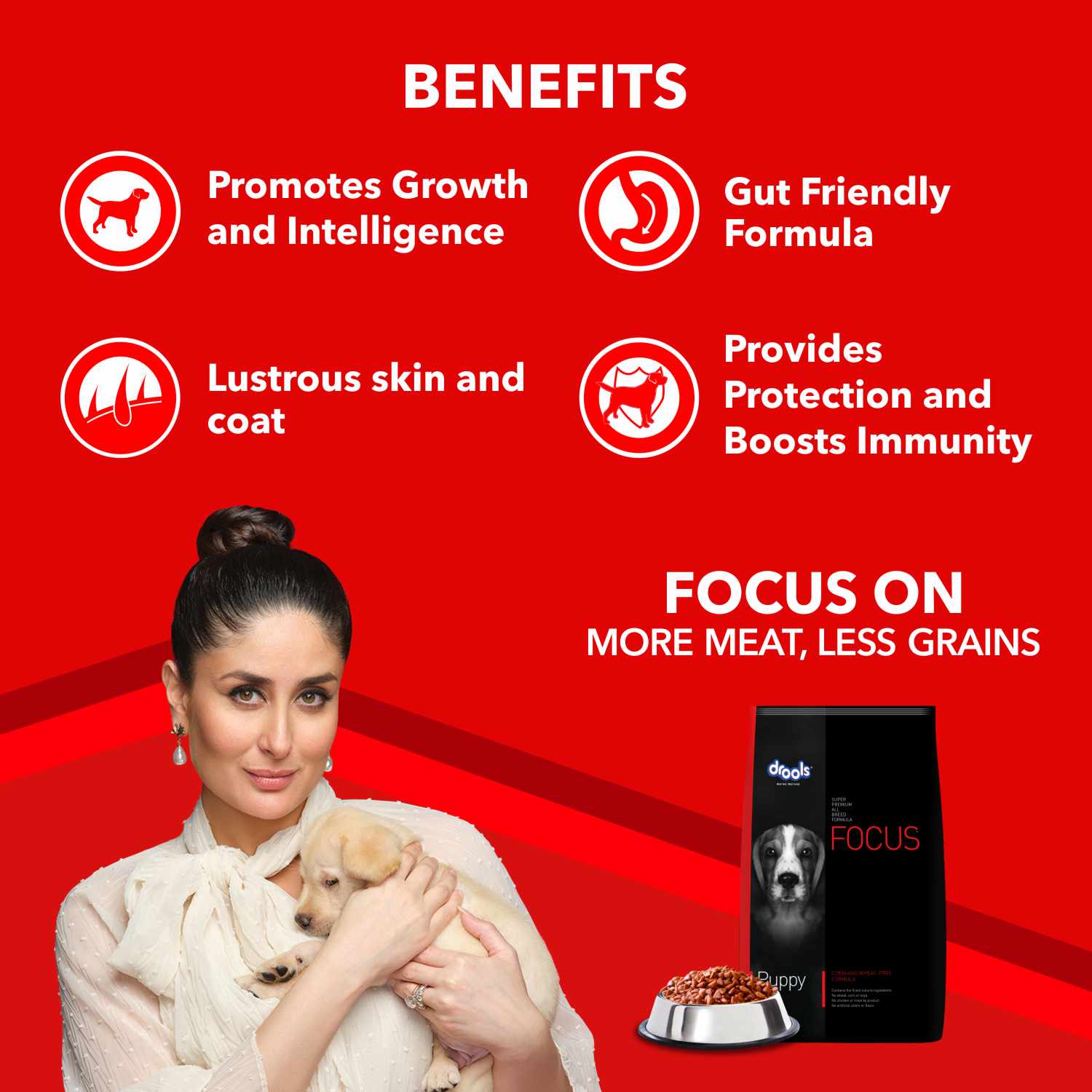 Drools Focus Super Premium Dry Food and Chicken & Chicken Liver Chunks in Gravy Puppy Dog Wet Food Combo Dogs- Dry Food Drools Focus