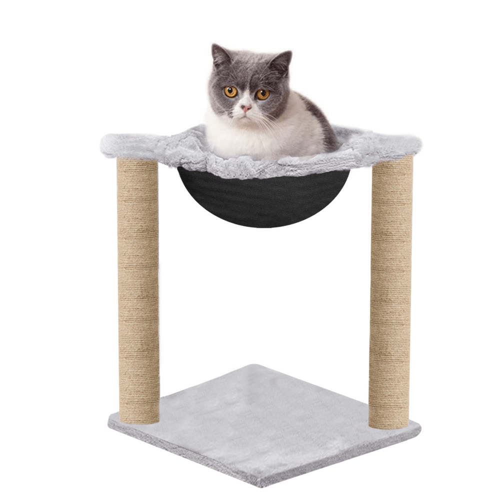 Buy Hiputee Scratching Post Activity Tower Plush Fur Fabric Hammock Basket Lounger Sisal Jute Covered Rope Tree for Cats Grey Online Supertails