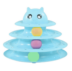 Emily Pets Roller 3 Level Turntable Cat Toy with Balls Toy for Cats (Blue)