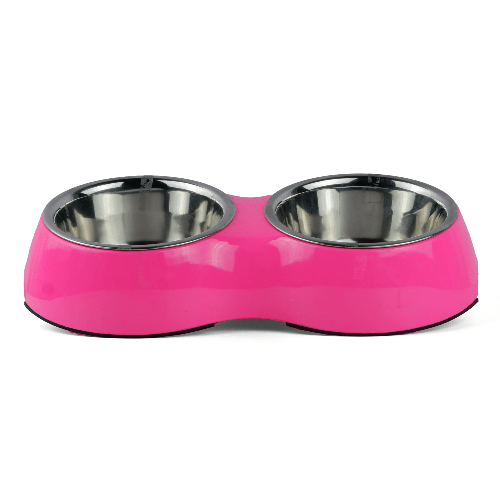 Buy Basil Double Melamine Bowl Dinner Set for Dogs and Cats Pink Online Supertails