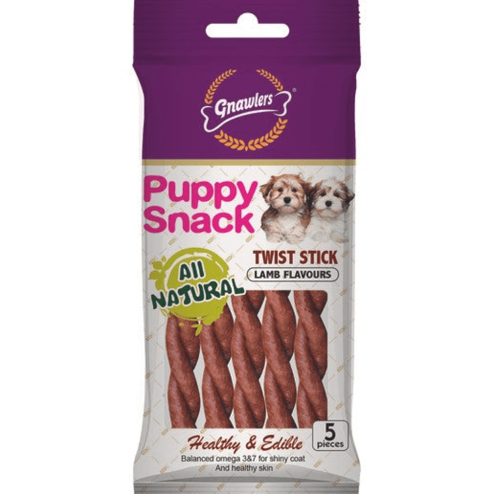 Buy Gnawlers Puppy Snack Twist Stick Lamb Flavoured Dog Treats