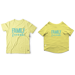 Ruse "Family Favourite" Printed Half Sleeves T Shirt Combos for Cats and Humans (Lemon Yellow)