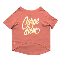 Ruse "Carpe Diem" Printed Half Sleeves T Shirt for Dogs (Salmon)