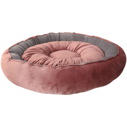 Hiputee Soft Velvet Cushion Cozy Reversible Washable Bed for Dogs and Cats (Peach & Grey)