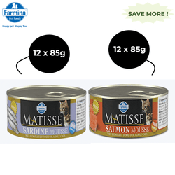 Farmina Matisse Sardine Mousse and Salmon Mousse Adult Cat Wet Food Combo (12+12)