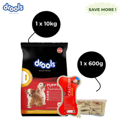 Drools Chicken and Egg Puppy Dry Food and Absolute Calcium Bone Jar for Dogs Combo