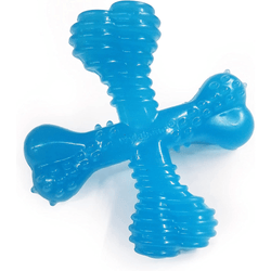 Nylabone Puppy Teething Beef Flavoured Chew "X" Bone Toy for Dogs (Blue)