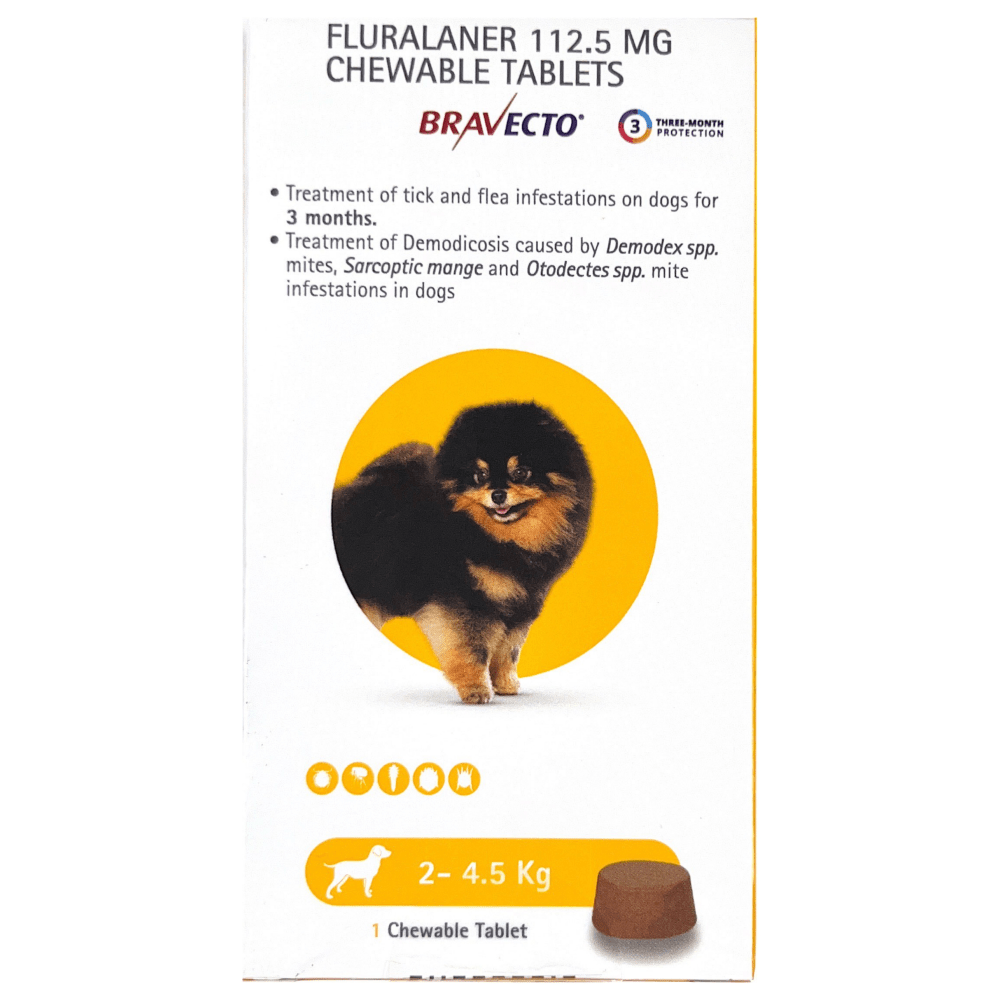 MSD Animal Health Bravecto (Fluralaner) Dog Tick and Flea Control Tablet (pack of 1 tablet)