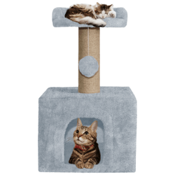 Hiputee Soft Fur Condo, Natural Sisal Rope, Scratching Post, Hanging Ball Tree for Kittens & Cats (Grey)