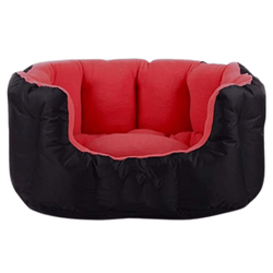 Fluffy's Pawsome Reversable Dual Color Ultra Soft Ethnic designer Bed for Dogs and Cats (Red/Black)