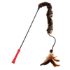 GiGwi Feather Teaser Catwand with Natural Feather Plush Tail Toy for Cats (Red/Natural) Cats-Toys GiGwi 53cm