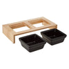 Trixie Ceramic Feeding Bowl with Wooden Stand for Dogs and Cats (Set of 2) Both-Bowls & Feeders Trixie