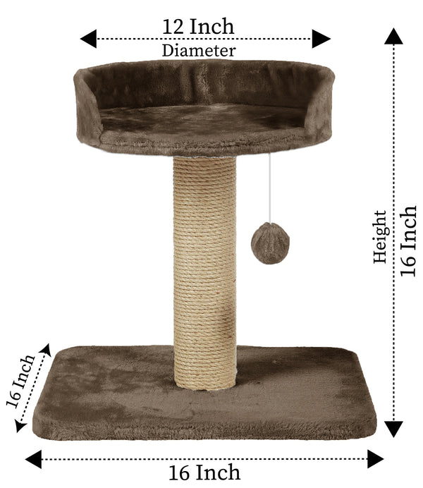 Furrlovers Jute Scratching Posts with Hanging Ball Activity Tree for Cats (Brown)