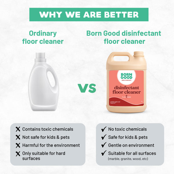 Born Good Plant Based Turkish Applewood Frangrance Disinfecting Liquid Floor/Surface Cleaner for Dogs and Cats