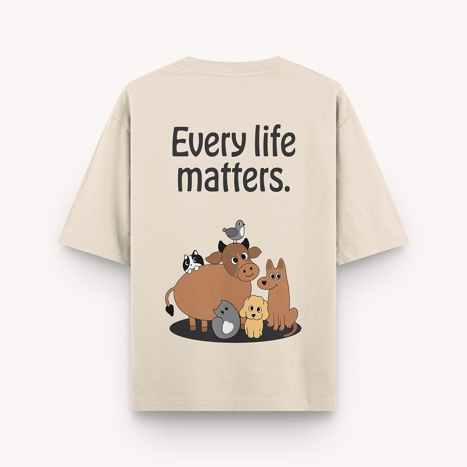 The Pack Every Life Matters Oversized T Shirt for Men and Women (Buttercream) Pet Parent-Clothing & Accessories The Pack Dropship S