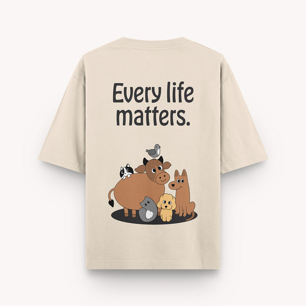 thePack Indie Merch Every Life Matters Oversized T Shirt for Men and Women (Buttercream)