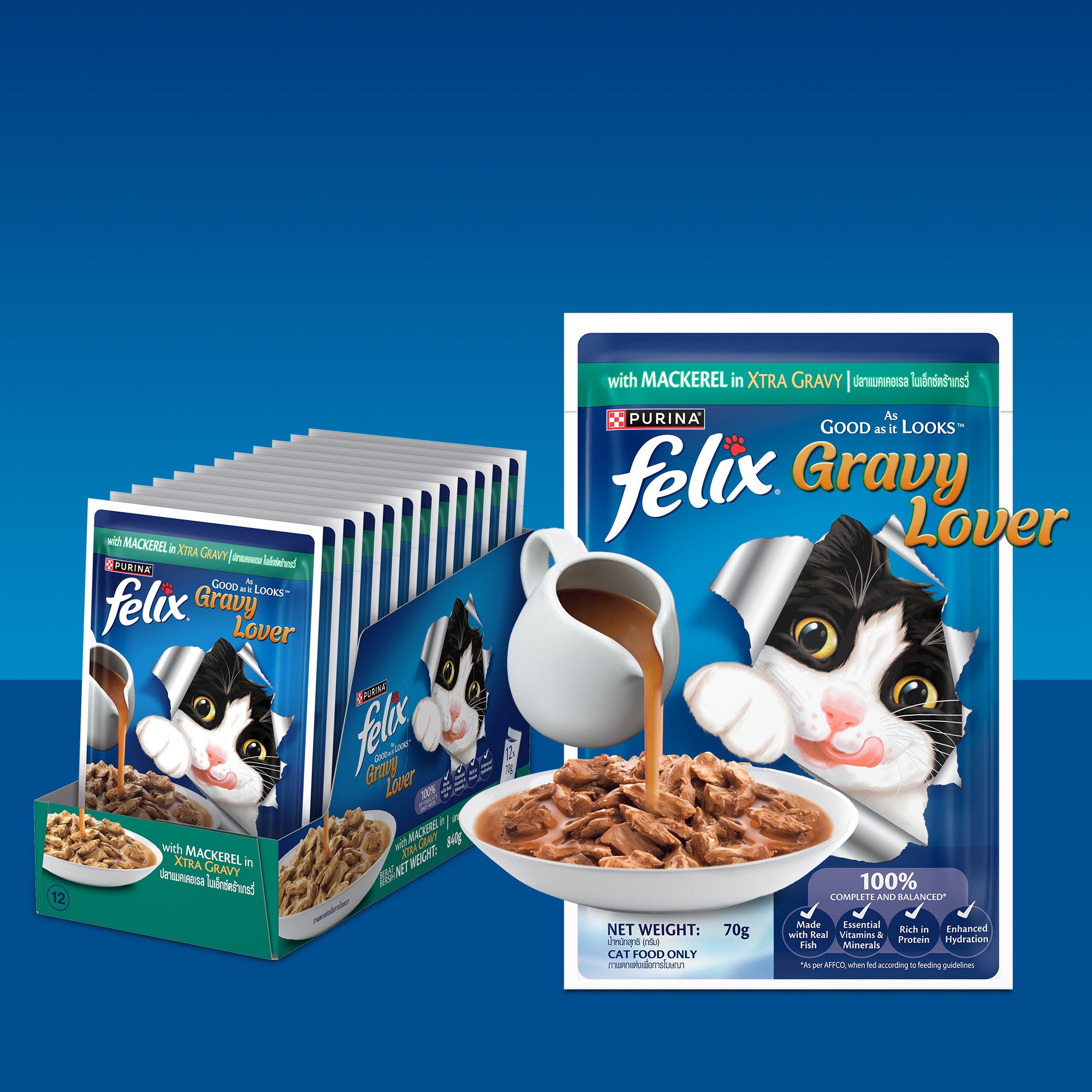 Purina Felix Gravy Lover Mackerel Chunks Complete and Balanced Adult Cat Wet Food Cats-Wet Food Felix