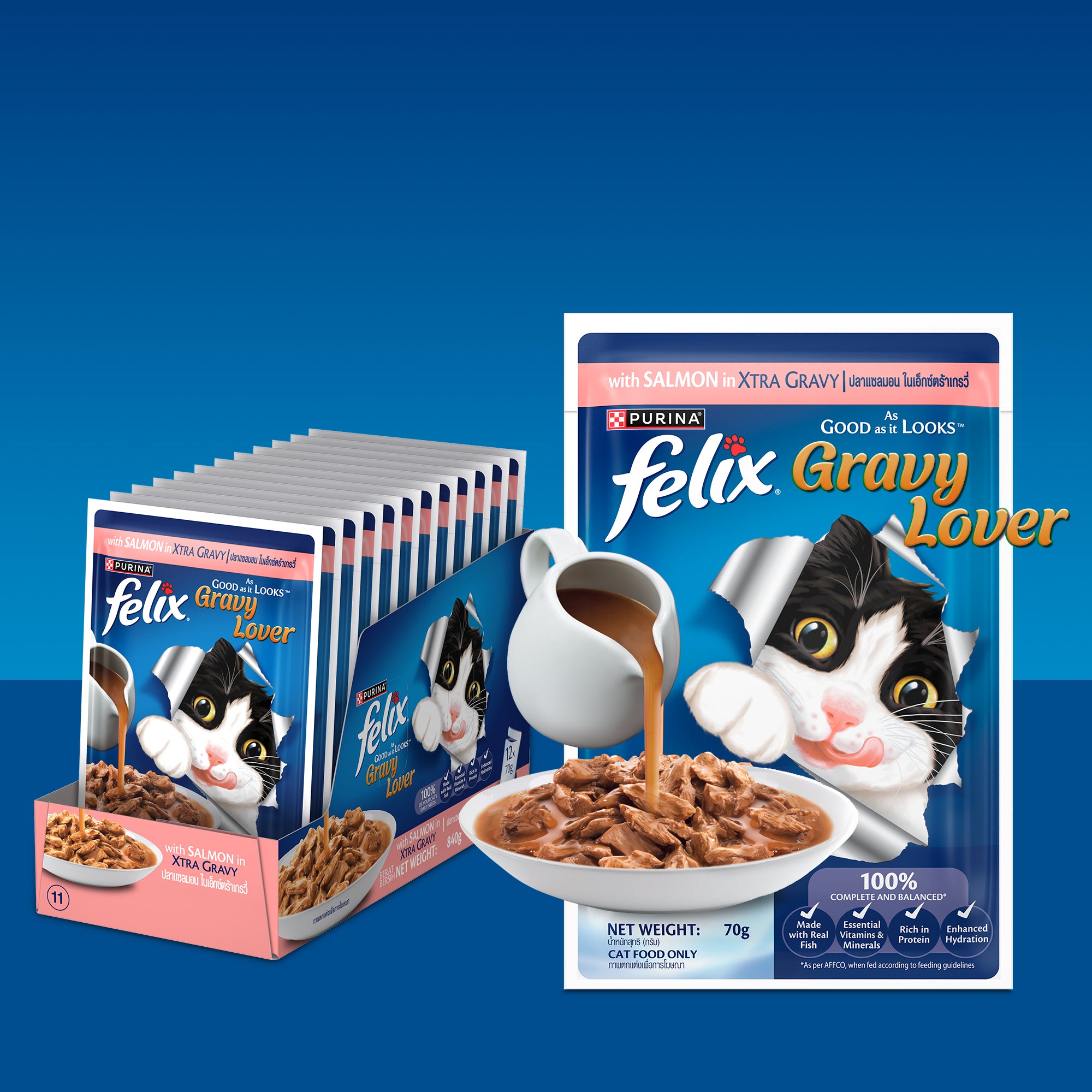 Purina Felix Gravy Lover Salmon Chunks Adult Complete and Balanced Cat Wet Food Cats-Wet Food Felix