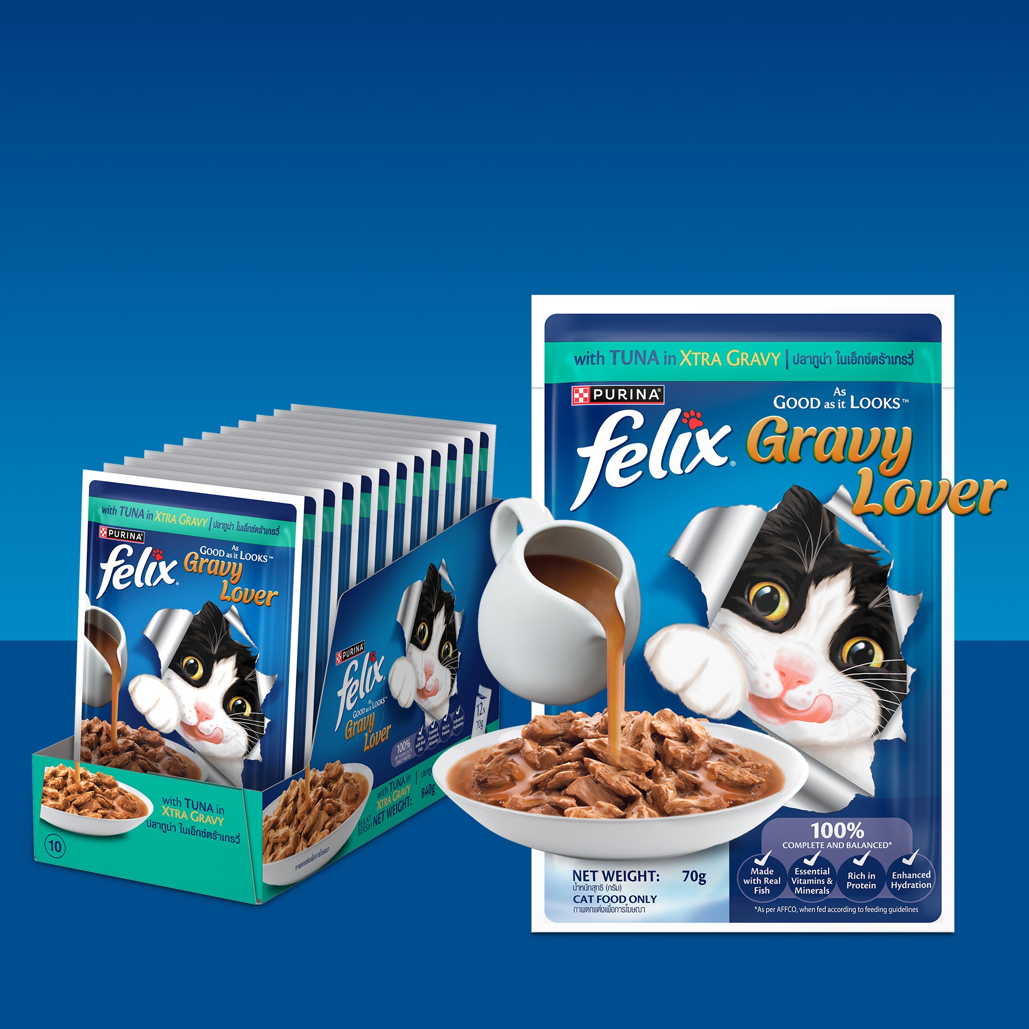 Purina Felix Gravy Lover Tuna Chunks Adult Complete and Balanced Cat Wet Food Cats-Wet Food Felix