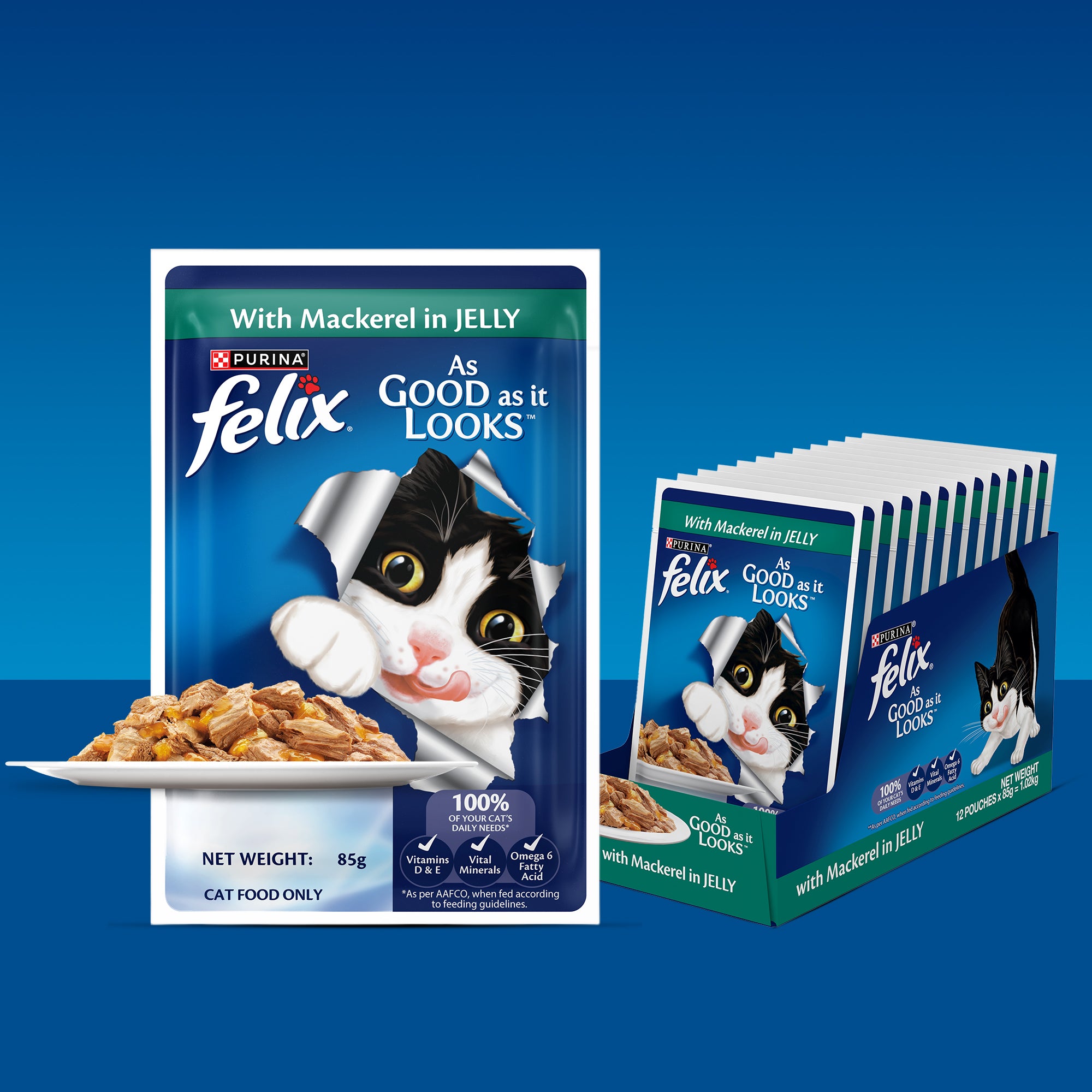 Purina Felix with Mackerel in Jelly Complete and Balanced Adult Cat Wet Food Cats-Wet Food Felix