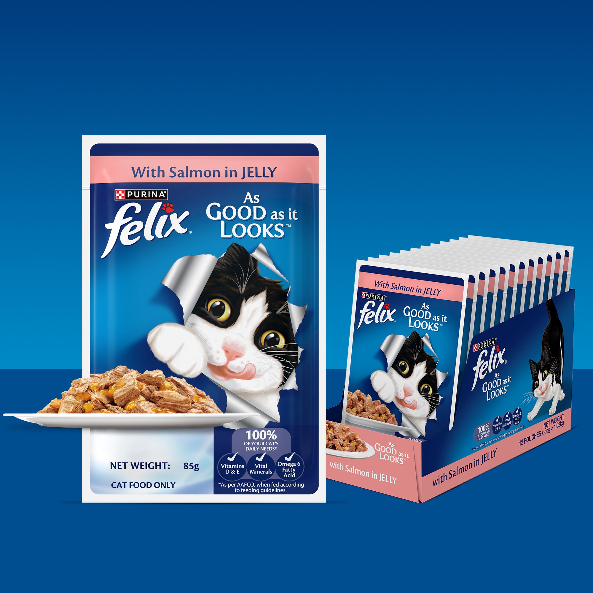 Purina Felix with Salmon in Jelly Adult Complete and Balanced Cat Wet Food Cats-Wet Food Felix